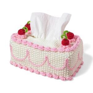 Crochet Tissue Box Cover with Cherry Design